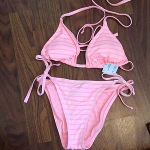 Pink Striped Bikini (top & bottom)